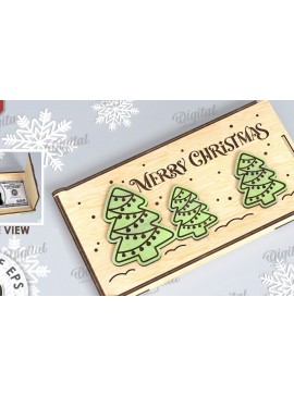 Σετ των 2 Intra απο ξύλο plywood 3mm-4mm πάχος Χριστουγεννιάτικο Money Box Σχέδιο κοπής με λέιζερ Δίασταση 15x15 cm INTRAFABR-109502350