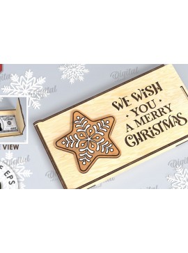 Σετ των 2 Intra απο ξύλο plywood 3mm-4mm πάχος Χριστουγεννιάτικο Money Box Σχέδιο κοπής με λέιζερ Δίασταση 15x15 cm INTRAFABR-109501347