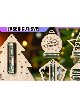 Σετ των 2 Intra απο ξύλο plywood 3mm-4mm πάχος Δέσμη κοπής με λέιζερ Holder Χριστουγέννων Δίασταση 15x15 cm INTRAFABR-107371271