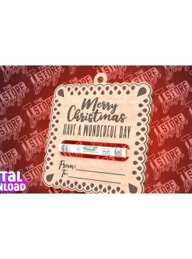 Σετ των 2 Intra απο ξύλο plywood 3mm-4mm πάχος Χριστουγεννιάτικο Money Holder Cut  | CNC Δίασταση 15x15 cm INTRAFABR-85897412