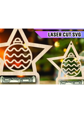 Σετ των 2 Intra απο ξύλο plywood 3mm-4mm πάχος Χριστουγεννιάτικο Money Holder Δίασταση 15x15 cm INTRAFABR-107443095