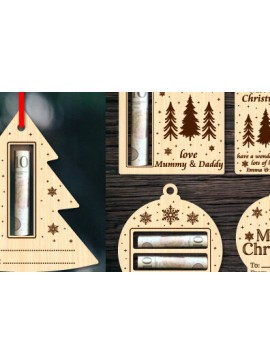 Σετ των 3 Intra απο ξύλο plywood 3mm-4mm πάχος Στολίδι χριστουγεννιάτικου χαρτοφυλακίου Δίασταση 8x8 cm INTRAFABR-81560665