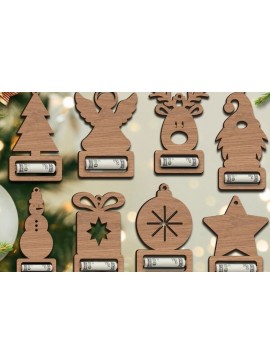 Σετ των 2 Intra απο ξύλο plywood 3mm-4mm πάχος Holder Χριστουγέννων Δίασταση 15x15 cm INTRAFABR-83641746