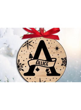 Σετ των 3 Intra απο ξύλο plywood 3mm-4mm πάχος Χριστουγεννιάτικο μονόγραμμα Γράμμα ένα στολίδι Δίασταση 8x8 cm INTRAFABR-109104686