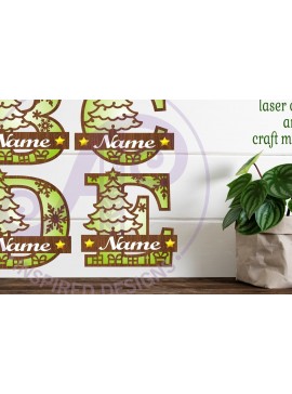 Σετ των 2 Intra απο ξύλο plywood 3mm-4mm πάχος Χριστουγεννιάτικο μονόγραμμα δέσμης επιστολών Δίασταση 30x20 cm INTRAFABR-79717068