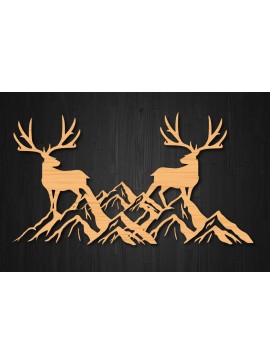 Σετ των 2 Intra απο ξύλο plywood 3mm-4mm πάχος Christmas Mountain Deer Design Δίασταση 15x15 cm INTRAFABR-41162054