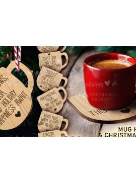 Σετ των 3 Intra απο ξύλο plywood 3mm-4mm πάχος Χριστουγεννιάτικες κούπες | Χριστουγεννιάτικη διακόσμηση Δίασταση 15x15 cm INTRAFABR-110411772