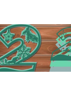 Σετ των 2 Intra απο ξύλο plywood 3mm-4mm πάχος Christmas Multi Layer Number 2 (δύο) Δίασταση 15x15 cm INTRAFABR-17191137