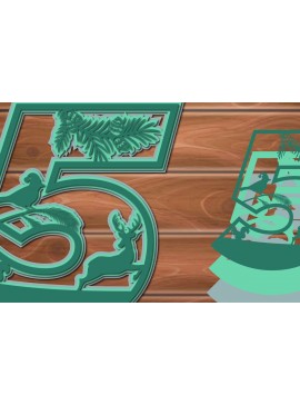 Σετ των 2 Intra απο ξύλο plywood 3mm-4mm πάχος Christmas Multi Layer Number 5 Δίασταση 15x15 cm INTRAFABR-17192605