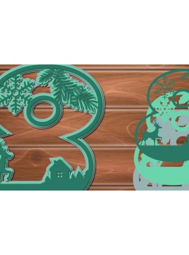 Σετ των 2 Intra απο ξύλο plywood 3mm-4mm πάχος Christmas Multi Layer Number 8 Δίασταση 15x15 cm INTRAFABR-17195085