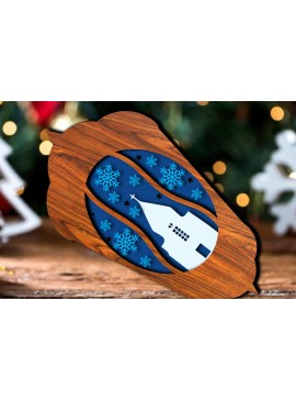 Σετ των 2 Intra απο ξύλο plywood 3mm-4mm πάχος Χριστουγεννιάτικη πολυστρωματική Δίασταση 15x15 cm INTRAFABR-69406299