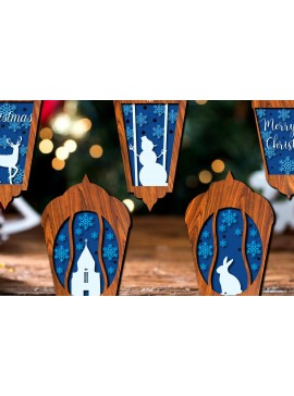 Σετ των 2 Intra απο ξύλο plywood 3mm-4mm πάχος Χριστουγεννιάτικο Πολυστρωματικό  Δίασταση 15x15 cm INTRAFABR-21949760