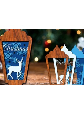 Σετ των 2 Intra απο ξύλο plywood 3mm-4mm πάχος Χριστουγεννιάτικο Πολυστρωματικό  Δίασταση 15x15 cm INTRAFABR-21949976