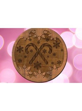 Σετ των 3 Intra απο ξύλο plywood 3mm-4mm πάχος Χριστουγεννιάτικο πολυστρωματικό στολίδι, κομμένα Δίασταση 4x4 cm INTRAFABR-84617885