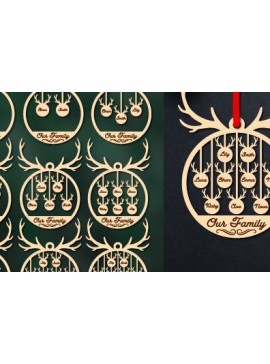 Σετ των 3 Intra απο ξύλο plywood 3mm-4mm πάχος Χριστουγεννιάτικο στολίδι με λέιζερ Δίασταση 8x8 cm INTRAFABR-80008327