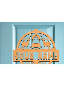 Σετ των 2 Intra απο ξύλο plywood 3mm-4mm πάχος Χριστουγεννιάτικη πινακίδα ονόματος Δίασταση 15x15 cm INTRAFABR-74081611