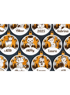 Σετ των 3 Intra απο ξύλο plywood 3mm-4mm πάχος Χριστουγεννιάτικα Ονόματα Στολίδια 12 τεμ Δίασταση 4x4 cm INTRAFABR-109328968