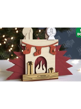 Σετ των 2 Intra απο ξύλο plywood 3mm-4mm πάχος Χριστουγεννιάτικη χαρτοπετσέτα | Τραπεζαρία Δίασταση 15x15 cm INTRAFABR-106060097