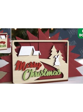 Σετ των 2 Intra απο ξύλο plywood 3mm-4mm πάχος Χριστουγεννιάτικη χαρτοπετσέτα | Τραπεζαρία Δίασταση 15x15 cm INTRAFABR-106060071