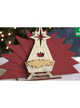 Σετ των 2 Intra απο ξύλο plywood 3mm-4mm πάχος Χριστουγεννιάτικη χαρτοπετσέτα | Τραπεζαρία Δίασταση 15x15 cm INTRAFABR-106060083