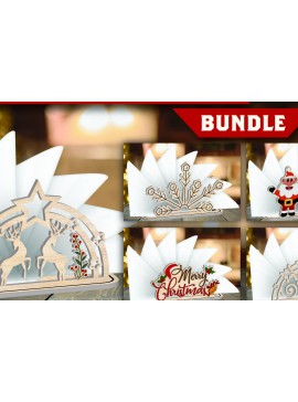 Σετ των 2 Intra απο ξύλο plywood 3mm-4mm πάχος Χριστουγεννιάτικη θήκη χαρτοπετσέτας Δέσμη κοπής με λέιζερ Δίασταση 15x15 cm INTRAFABR-109231483