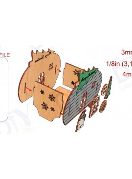 Σετ των 2 Intra απο ξύλο plywood 3mm-4mm πάχος Θήκη χριστουγεννιάτικων χαρτοπετσετών με κομμένο με λέιζερ Δίασταση 15x15 cm INTRAFABR-110984880