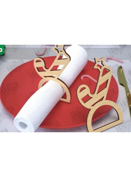 Σετ των 2 Intra απο ξύλο plywood 3mm-4mm πάχος Χριστουγεννιάτικα δαχτυλίδια χαρτοπετσέτας | Εορταστικό δείπνο Δίασταση 15x15 cm INTRAFABR-107820490