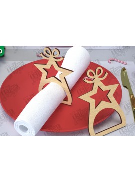 Σετ των 2 Intra απο ξύλο plywood 3mm-4mm πάχος Χριστουγεννιάτικα δαχτυλίδια χαρτοπετσέτας | Εορταστικό δείπνο Δίασταση 15x15 cm INTRAFABR-107820548