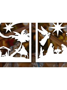 Σετ των 2 Intra απο ξύλο plywood 3mm-4mm πάχος Χριστουγεννιάτικο NATIVITY Decor Δίασταση 25x25 cm INTRAFABR-46757259