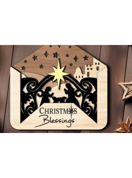 Σετ των 3 Intra απο ξύλο plywood 3mm-4mm πάχος Φάκελος Χριστουγέννων Άγια Νύχτα Δίασταση 5x5 cm INTRAFABR-107199003