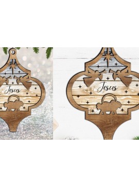 Σετ των 3 Intra απο ξύλο plywood 3mm-4mm πάχος Χριστουγεννιάτικο στολίδι της Γέννησης με λέιζερ Δίασταση 8x8 cm INTRAFABR-83225527