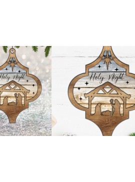 Σετ των 3 Intra απο ξύλο plywood 3mm-4mm πάχος Χριστουγεννιάτικο στολίδι της Γέννησης με λέιζερ Δίασταση 8x8 cm INTRAFABR-83225242