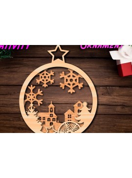 Σετ των 3 Intra απο ξύλο plywood 3mm-4mm πάχος Χριστουγεννιάτικο στολίδι της Γέννησης Δίασταση 8x8 cm INTRAFABR-44809609