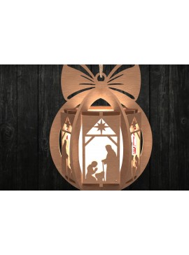 Σετ των 2 Intra απο ξύλο plywood 3mm-4mm πάχος Φανάρι σκηνής Χριστουγέννων Δίασταση 30x20 cm INTRAFABR-108508631