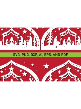 Σετ των 3 Intra απο ξύλο plywood 3mm-4mm πάχος Scene Χριστουγέννων Δίασταση 4x4 cm INTRAFABR-85526957