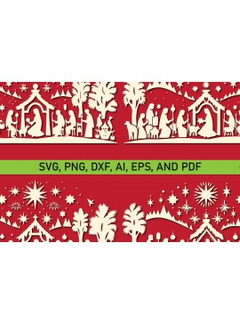 Σετ των 3 Intra απο ξύλο plywood 3mm-4mm πάχος Scene Χριστουγέννων Δίασταση 4x4 cm INTRAFABR-85527688