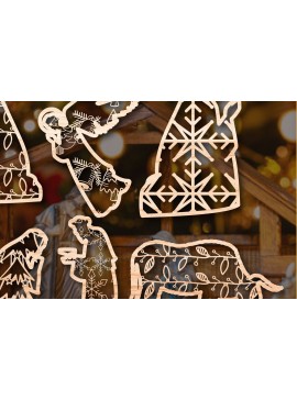 Σετ των 2 Intra απο ξύλο plywood 3mm-4mm πάχος Χριστουγεννιάτικου NATIVITY SCENE Δίασταση 25x25 cm INTRAFABR-46685609