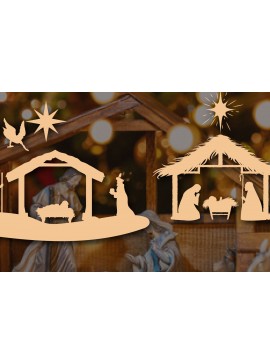 Σετ των 2 Intra απο ξύλο plywood 3mm-4mm πάχος Χριστουγεννιάτικου NATIVITY SCENE Δίασταση 25x25 cm INTRAFABR-46761456