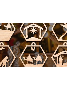 Σετ των 2 Intra απο ξύλο plywood 3mm-4mm πάχος Χριστουγεννιάτικου NATIVITY SCENE Δίασταση 25x25 cm INTRAFABR-46683014