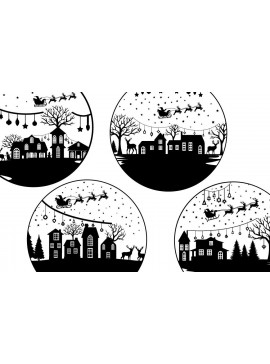 Σετ των 2 Intra απο ξύλο plywood 3mm-4mm πάχος Χριστουγεννιάτικη Φύση Χειμερινό Σπίτι Δίασταση 15x15 cm INTRAFABR-81095775