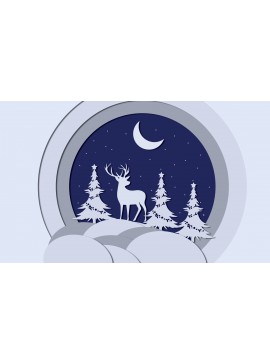 Σετ των 2 Intra απο ξύλο plywood 3mm-4mm πάχος Christmas Night Deer Δίασταση 15x15 cm INTRAFABR-20640964