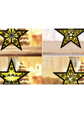 Σετ των 2 Intra απο ξύλο plywood 3mm-4mm πάχος Light Star Christmas Night Δίασταση 15x15 cm INTRAFABR-51150224