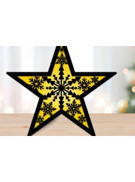 Σετ των 2 Intra απο ξύλο plywood 3mm-4mm πάχος Light Star Christmas Night Δίασταση 15x15 cm INTRAFABR-51149792