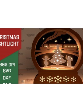 Σετ των 2 Intra απο ξύλο plywood 3mm-4mm πάχος Σχέδιο κοπής με λέιζερ Χριστουγεννιάτικου νυχτερινού φωτός Δίασταση 15x15 cm INTRAFABR-103735102