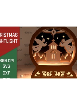 Σετ των 2 Intra απο ξύλο plywood 3mm-4mm πάχος Σχέδιο κοπής με λέιζερ Χριστουγεννιάτικου νυχτερινού φωτός Δίασταση 15x15 cm INTRAFABR-103735179