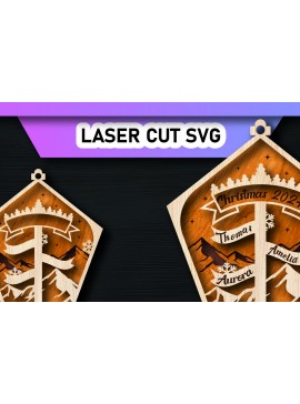 Σετ των 3 Intra απο ξύλο plywood 3mm-4mm πάχος Χριστουγεννιάτικο Οικογενειακό Στολίδι Βόρειου Πόλου Δίασταση 8x8 cm INTRAFABR-105339392