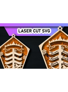 Σετ των 3 Intra απο ξύλο plywood 3mm-4mm πάχος Χριστουγεννιάτικο Οικογενειακό Στολίδι Βόρειου Πόλου Δίασταση 8x8 cm INTRAFABR-105339511