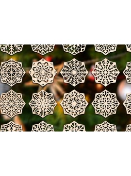 Intra απο ξύλο plywood 3mm-4mm πάχος Χριστουγεννιάτικο οκταγωνικό σουβέρ με νιφάδες χιονιού Δίασταση 30x20 cm INTRAFABR-76960086