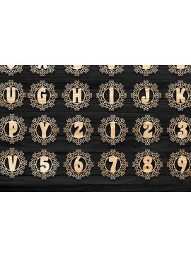 Σετ των 3 Intra απο ξύλο plywood 3mm-4mm πάχος Χριστουγεννιάτικο Στολίδι Αλφάβητο Μονόγραμμα Δίασταση 8x8 cm INTRAFABR-39617885