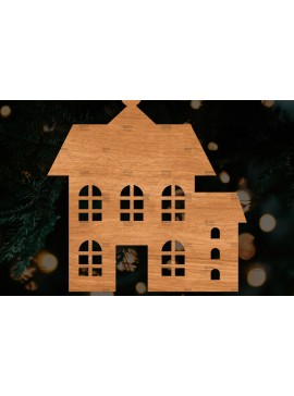 Σετ των 3 Intra απο ξύλο plywood 3mm-4mm πάχος Χριστουγεννιάτικο Στολίδι Κτίριο κομμένο Δίασταση 8x8 cm INTRAFABR-108110665